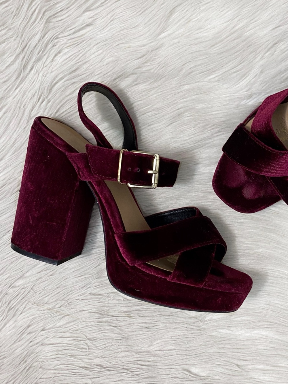 Whimsigoth Burgundy Velvet Platform Block Heels Mossimo Target Vampy Witchy 9.5